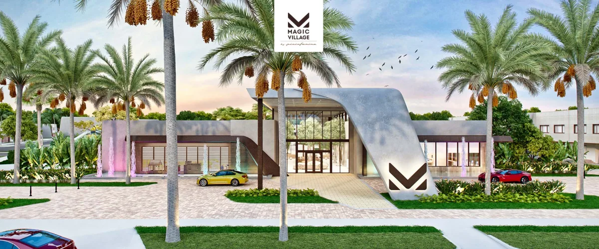 Magic Village clubhouse with heated pool and lounge area